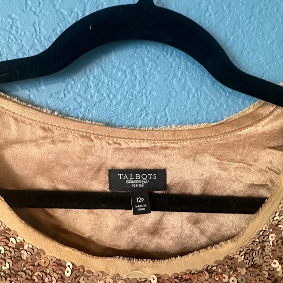 Gold sequined Talbots top size 12P - Picture 2 of 3